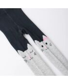 Lot de 2 Collants Chat Enfants Fille - Gris