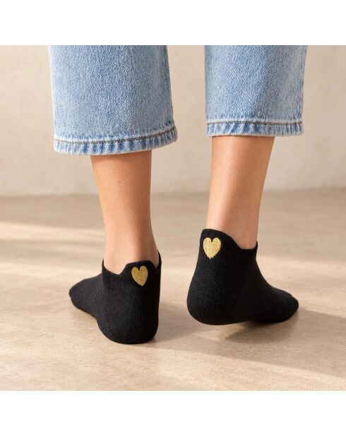 Confezione da 5 calzini da donna dorati con cinturino a cuore - Multicolore