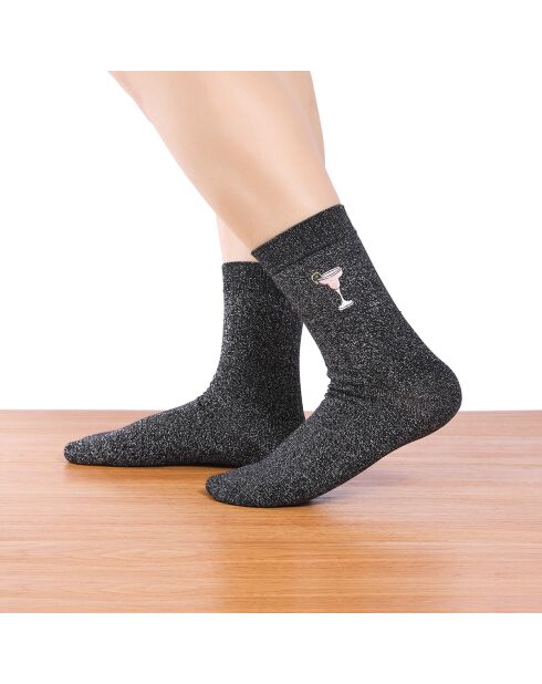Strümpfe mit Glitter & Party High, Schwarz, 5er-Pack