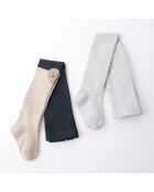 Lot de 2 Collants Coeur Enfants Fille - Beige