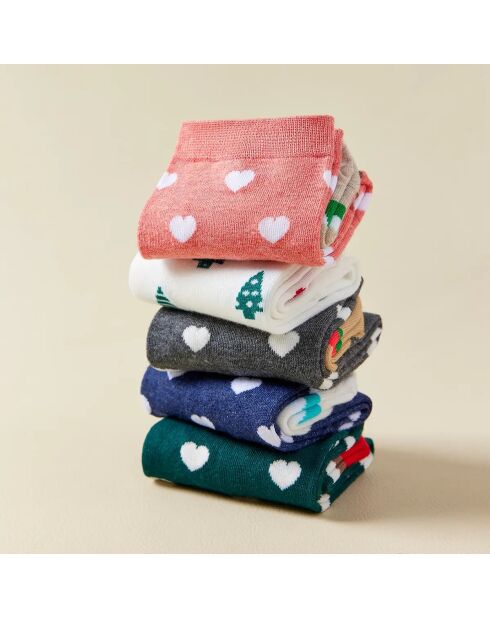 Hohe Socken mit weihnachtlichem Herz, Rosa