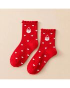Weihnachtssocken mit Herz und Rüschen, Rot