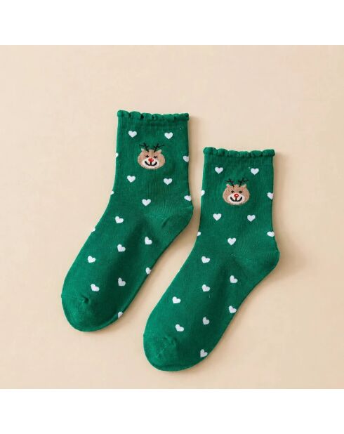 Christmas Heart & Ruffle Sokken - Groen
