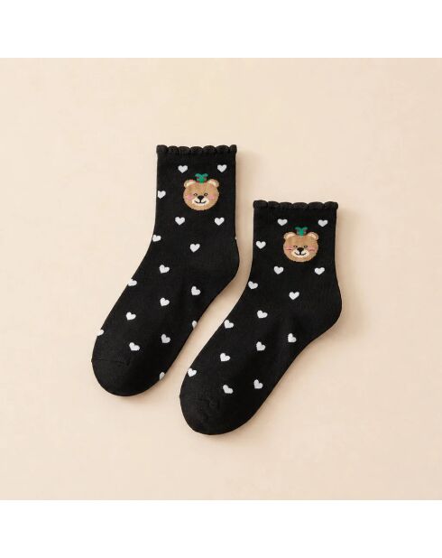 Calzini Christmas Heart & Flying - Neri