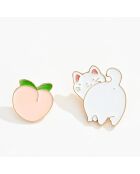 Lot de 2 pin's Pêche et Chat - Multicolore