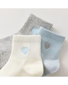 Confezione da 3 calzini blu a forma di cuore - Multicolor