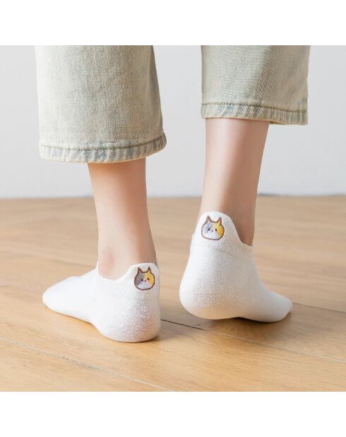 Chaussettes Languette Chat - Blanc