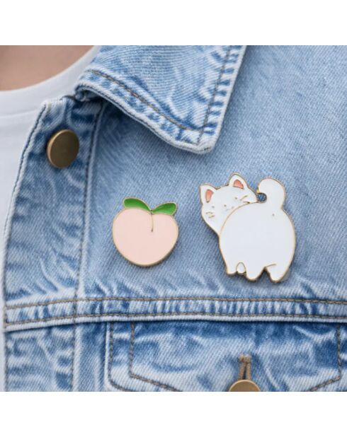 Lot de 2 pin's Pêche et Chat - Multicolore