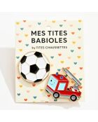 Set mit 2 Fuß- und Feuerwehranstecknadeln — Mehrfarbig