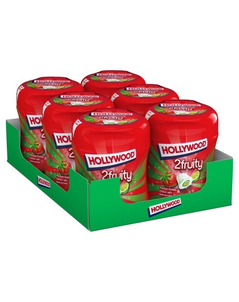 Botella Hollywood 2 Fruity con limón/fresa sin azúcar, 6 x 40 grageas