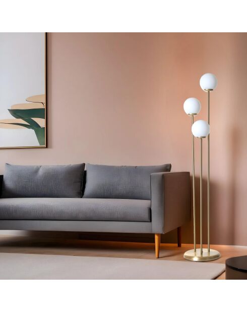 Lampadaire 8813 blanc et doré - D.30x150 cm