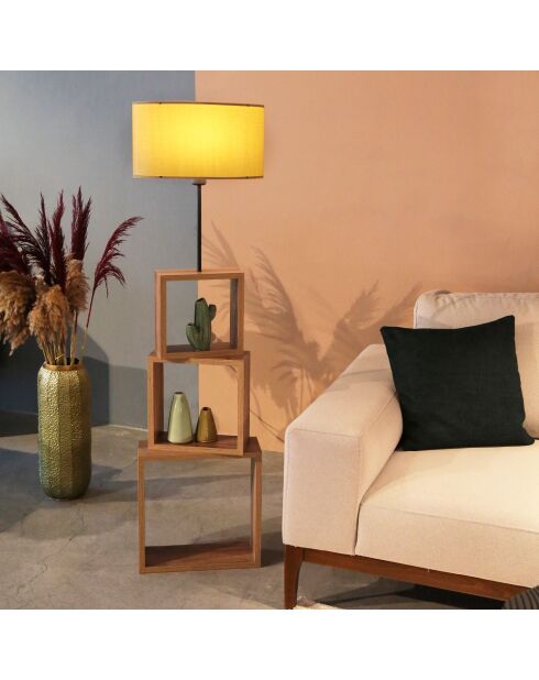 Lampadaire AYD beige et bois - 20x37x140 cm