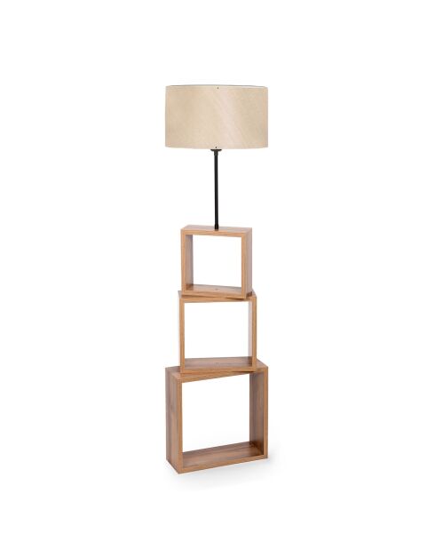 Lampadaire AYD beige et bois - 20x37x140 cm