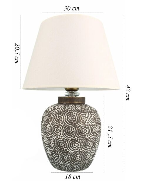 YL687 grijze en witte tafellamp - H.42 cm