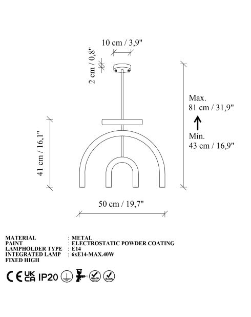 Suspension Vento multicolore - 50x10x81 cm