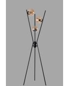 Lampadaire 8942 noir, doré et miel - H.155 cm
