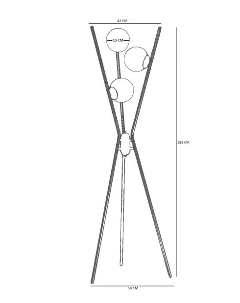 Lampadaire 8942 noir, doré et miel - H.155 cm