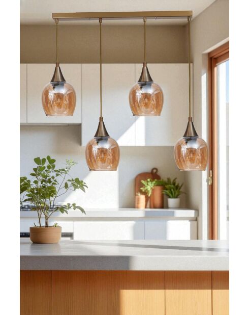 9062 Suspension aus Honig und Gold - H.80 cm