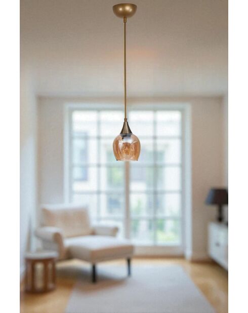 Suspension 9062 miel et dorée - H.80 cm