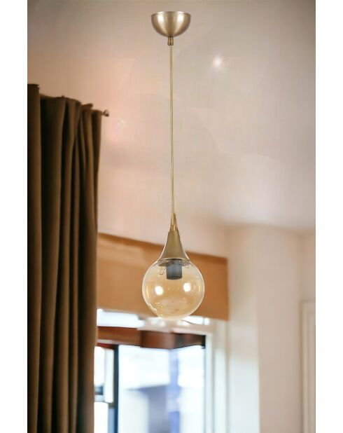 Suspension 8809 ambrée et dorée - D.15x70 cm