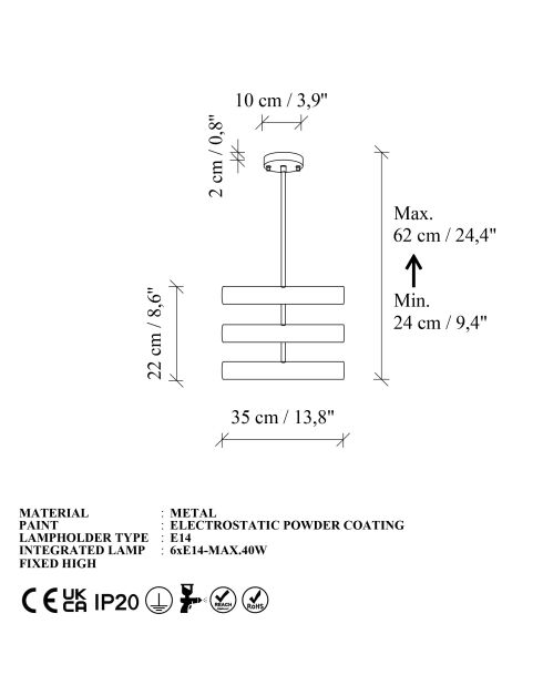 Suspension Vento multicolore - 35x10x62 cm