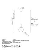 Zwarte Orbital hanglamp - 20x20x120 cm