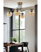 Suspension 8789 dorée, noire et ambrée - D.70 x 70x40 cm
