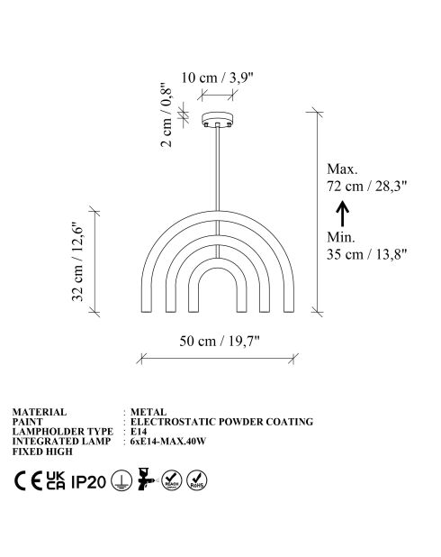 Suspension Vento multicolore - 50x10x72 cm