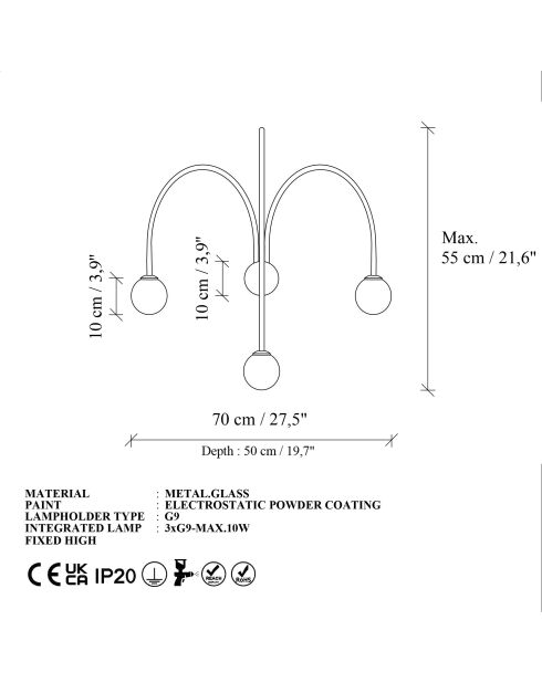 Applique murale Vault grise - 70x50x55 cm