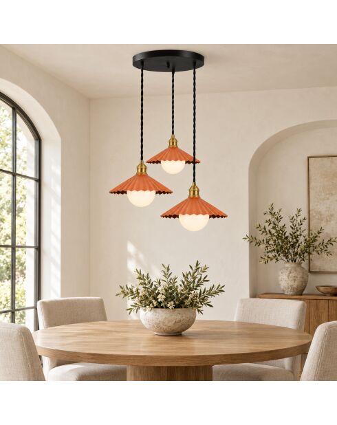 Oranje hanglamp Plise - 67x67x96 cm