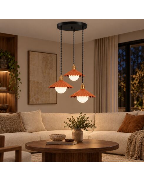 Oranje hanglamp Plise - 67x67x96 cm