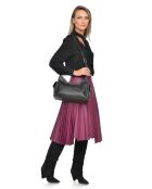 Borsa a tracolla in pelle martellata nera - 19x33x13,5 cm