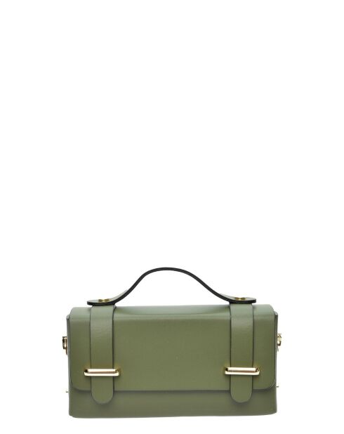 Militärgrüne Handtasche aus Glattleder - 9x18x4,5 cm