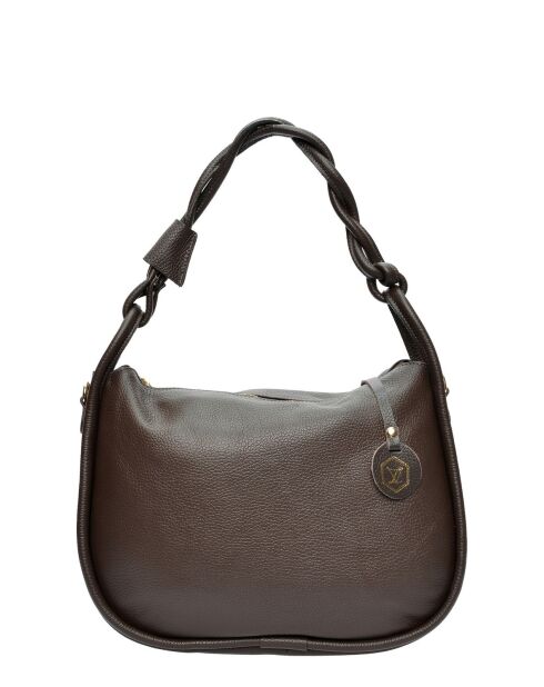 Schultertasche aus dunkelbraunem Rindsleder - 25x31x8,5 cm