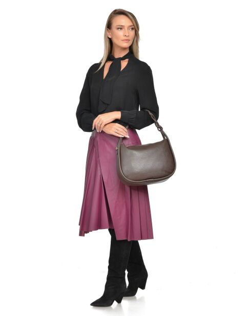 Schultertasche aus dunkelbraunem Rindsleder - 25x31x8,5 cm