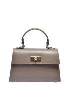 Handtasche aus taupefarbenem Rindsleder - 12,5 x 19,5 x 7,5 cm
