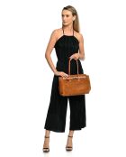 Sac porté épaule en cuir de vachette cognac - 25x31x10 cm