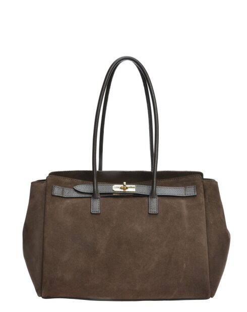 Schultertasche aus dunkelbraunem Rindsleder - 25x31x10 cm