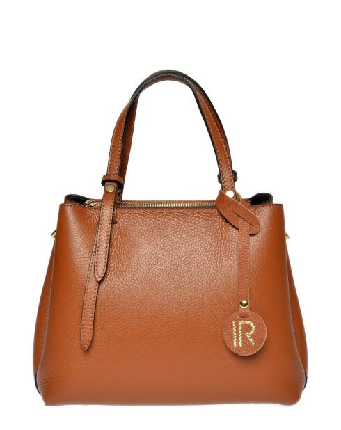 Handtasche aus cognacfarbenem Rindsleder - 22x26x13 cm