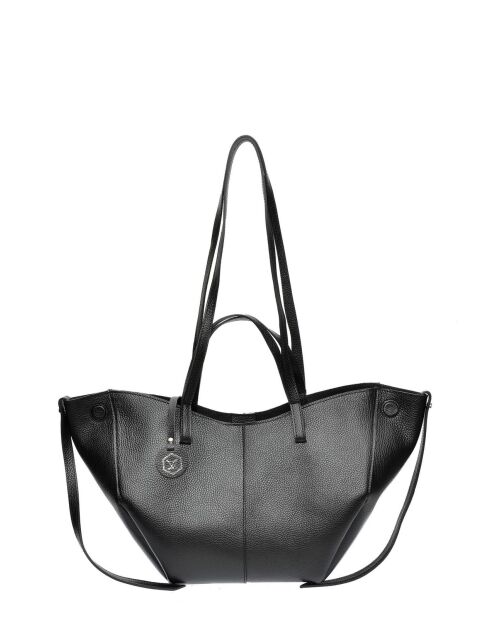 Schwarze Schultertasche aus Rindsleder - 22x33x10 cm