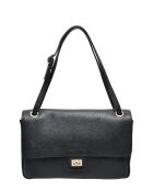 Sac porté épaule en cuir de vachette noir - 22x33x9 cm