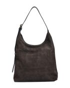 Hobo-Tasche aus dunkelbraunem Veloursleder - 32x40x12 cm