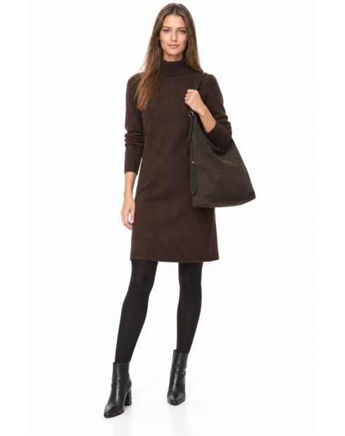 Hobo-Tasche aus dunkelbraunem Veloursleder - 32x40x12 cm