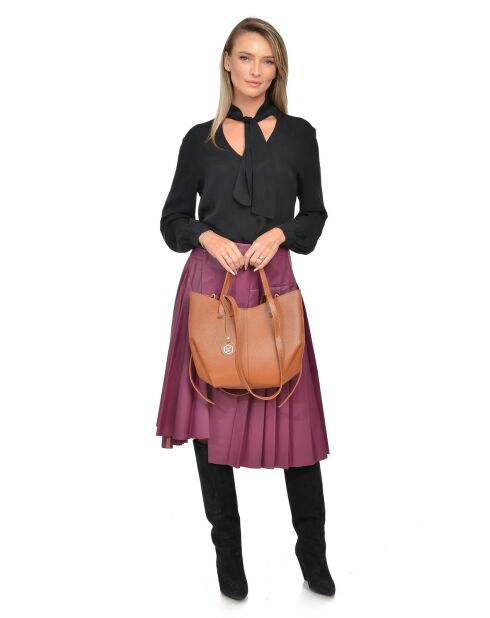 Schultertasche aus cognacfarbenem Rindsleder - 22x33x10 cm
