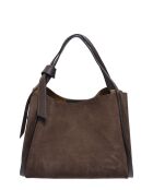 Hobo-Tasche aus dunkelbraunem Veloursleder - 20x25x12 cm