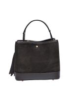 Dunkelbraune Handtasche aus Veloursleder - 17x18x11 cm