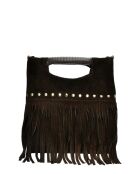 Dunkelbraune Handtasche aus Veloursleder - 24,5 x 27,5 x 7 cm