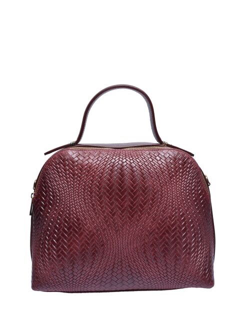Handtasche aus weinrotem Rindsleder - 27x34x16 cm