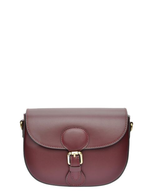 Weinfarbene Schultertasche aus Leder - 16x23x6,5 cm