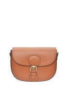 Schultertasche aus cognacfarbenem Leder - 16x23x6,5 cm